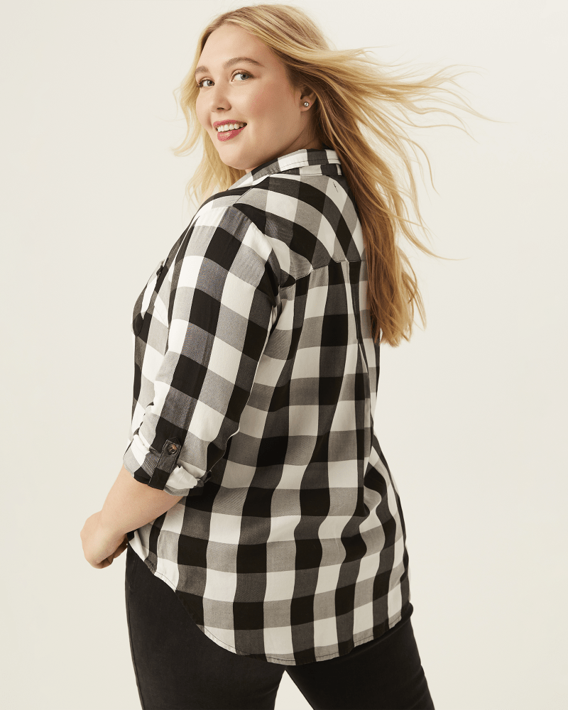 Side of plus size Maxine Plaid Button-Down Shirt by Molly&Isadora | Dia&Co | dia_product_style_image_id:167728